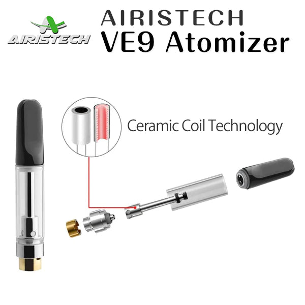 Airistech VE9 Slim Empty Refillable Cartridge Tank For THC & CBD Oils - Image 3